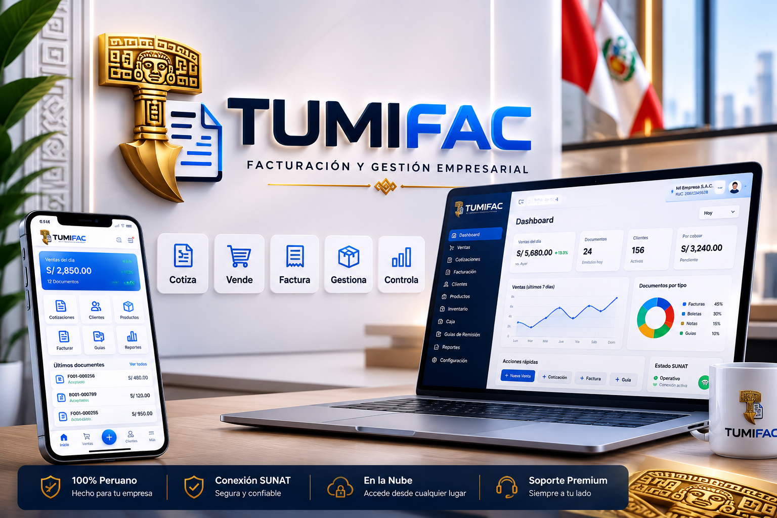 TumiFac funcionando en celular y computadora